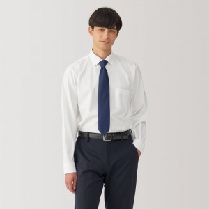 Camisas Muji Non-Iron Semi Wide Collar Hombre Blancas | XD9E8O51P