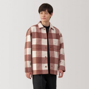 Chaquetas Muji Brushed Stretch Checkered Shirt Hombre Rojas | LE7P2I31V