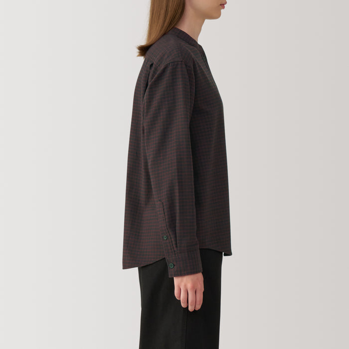 Blusa Muji Flannel Stand Collar Long Sleeve Patterned Mujer Negras | VF0W5U30C