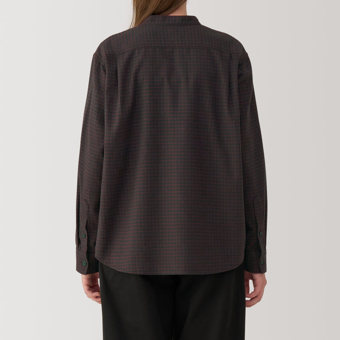 Blusa Muji Flannel Stand Collar Long Sleeve Patterned Mujer Negras | VF0W5U30C