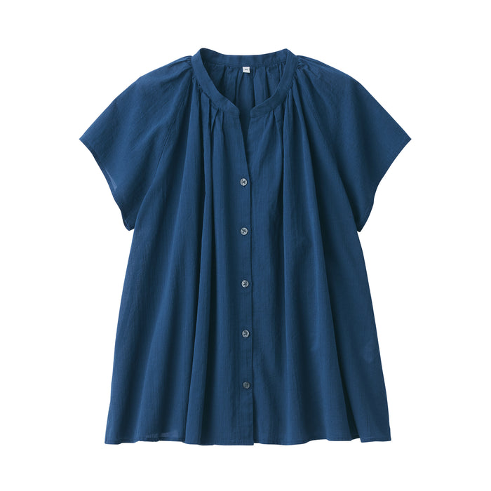 Blusa Muji High-Twist Veil French Sleeve Mujer Azules | AS4X0F82J