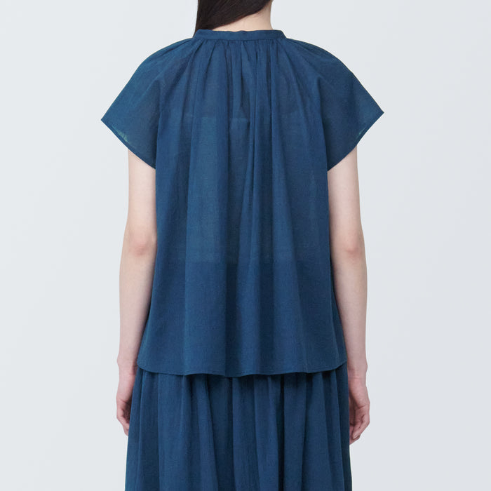 Blusa Muji High-Twist Veil French Sleeve Mujer Azules | AS4X0F82J