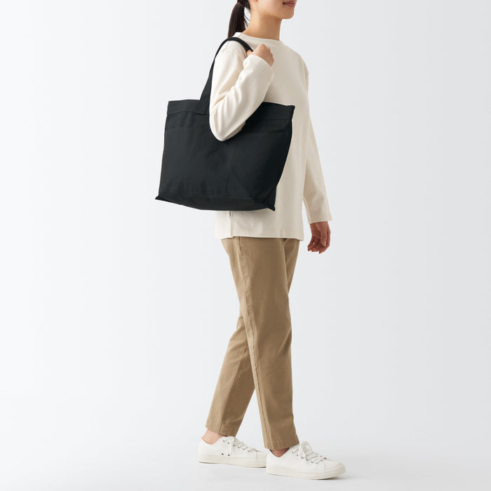 Bolso Tote Muji Canvas Wide Hombre Negras | TN7M9C73D