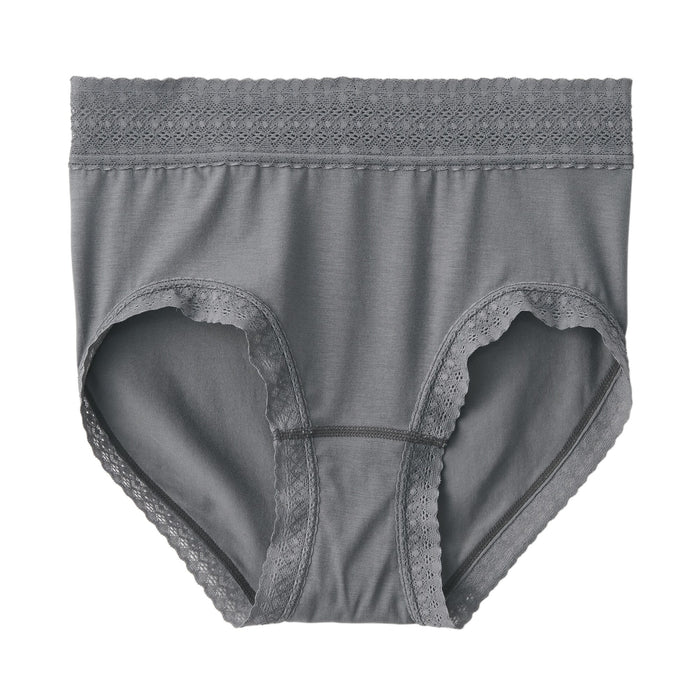 Bragas Muji Lyocell High-Rise Shorts with Lace Mujer Gris | HR5R7D97D