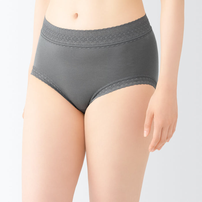 Bragas Muji Lyocell High-Rise Shorts with Lace Mujer Gris | HR5R7D97D