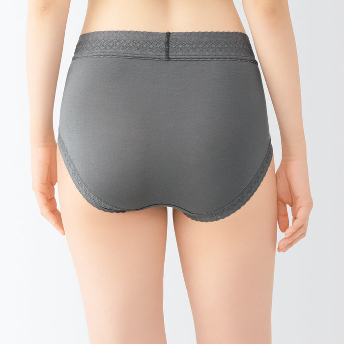 Bragas Muji Lyocell High-Rise Shorts with Lace Mujer Gris | HR5R7D97D