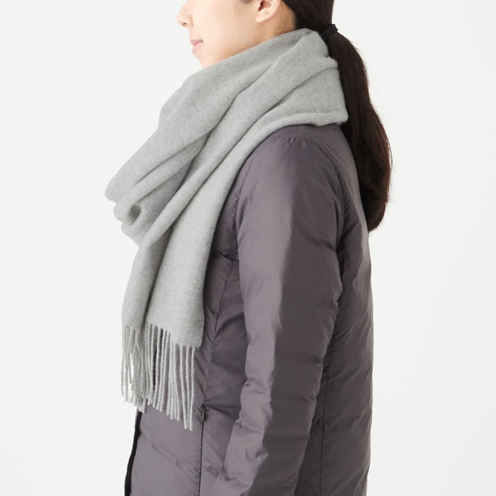 Bufanda Muji Wool Woven 2 Way Large 60x200cm Mujer Gris | CK7A8G38D