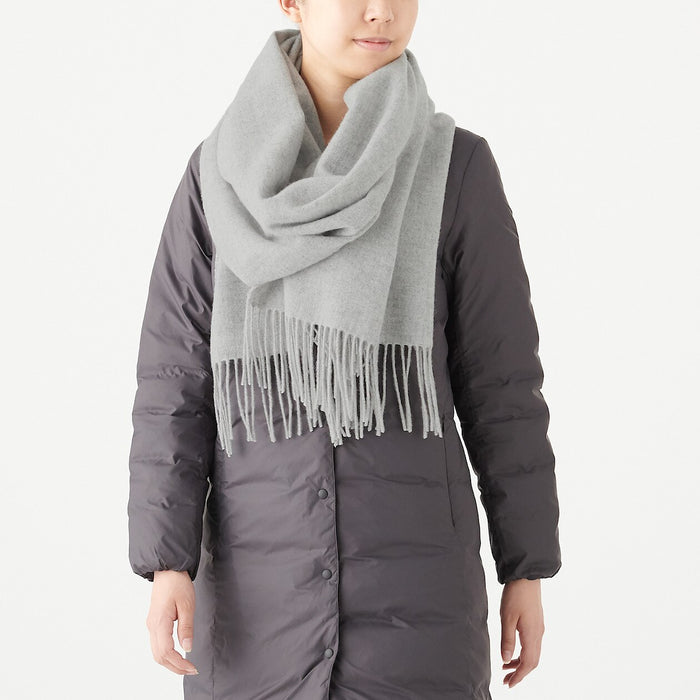 Bufanda Muji Wool Woven 2 Way Large 60x200cm Mujer Gris | CK7A8G38D