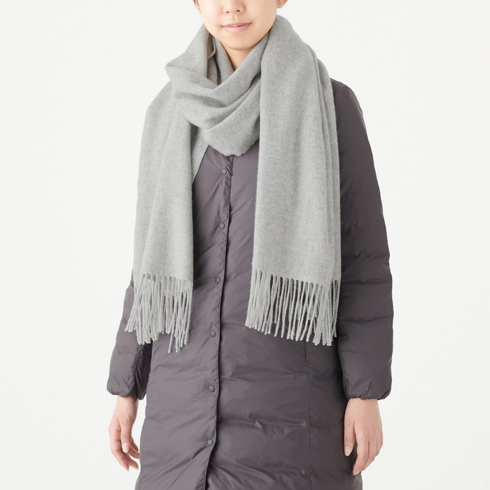 Bufanda Muji Wool Woven 2 Way Large 60x200cm Mujer Gris | CK7A8G38D