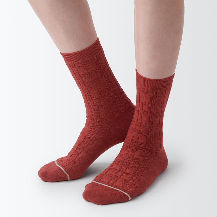 Calcetines Muji Warm Pile Cotton Patterned Stitch Hombre Chocolate | XP3Q5F76X
