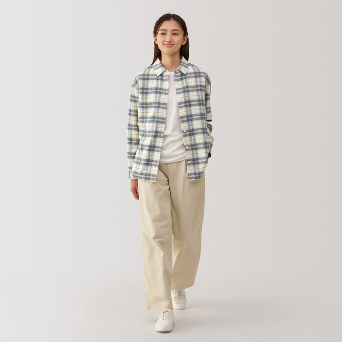 Camisas Muji Flannel Regular Collar Long Sleeve Patterned Mujer Gris | HY8Q1D65K