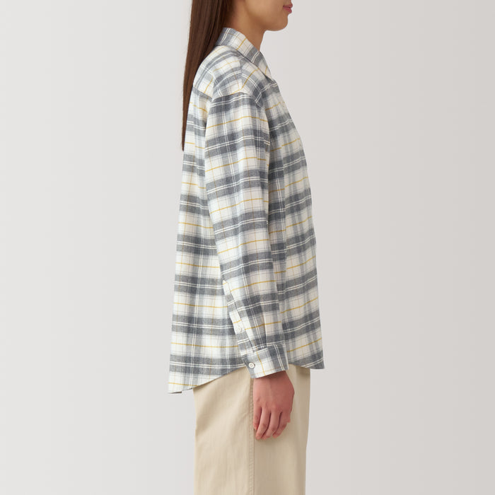 Camisas Muji Flannel Regular Collar Long Sleeve Patterned Mujer Gris | HY8Q1D65K