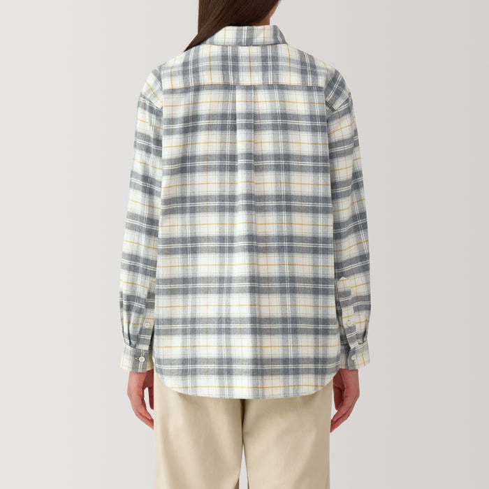 Camisas Muji Flannel Regular Collar Long Sleeve Patterned Mujer Gris | HY8Q1D65K
