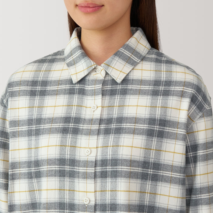 Camisas Muji Flannel Regular Collar Long Sleeve Patterned Mujer Gris | HY8Q1D65K