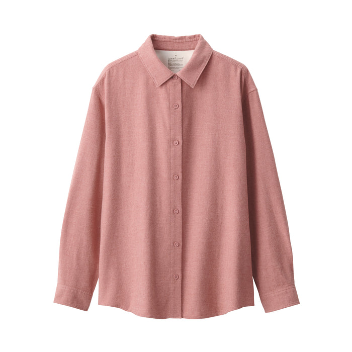 Camisas Muji Flannel Regular Collar Long Sleeve Mujer Rosas | CF7W8G86T