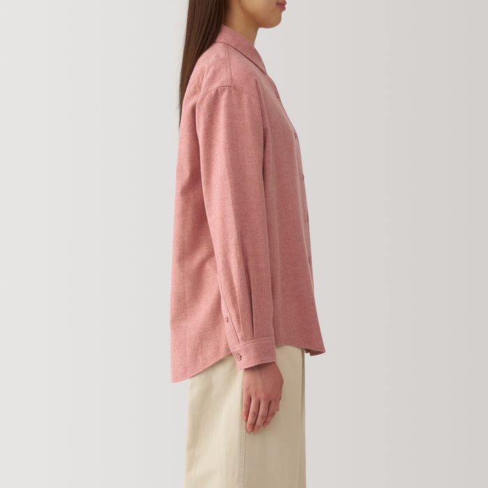 Camisas Muji Flannel Regular Collar Long Sleeve Mujer Rosas | CF7W8G86T