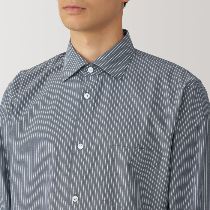 Camisas Muji Non-Iron Semi Wide Collar Striped Hombre Gris | KW7D7X86E