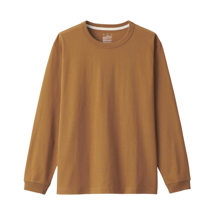 Camiseta Muji Heavy Weight Jersey Long Sleeve Hombre Marrones | TM2J0A75Q