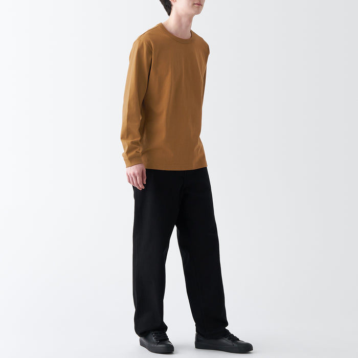 Camiseta Muji Heavy Weight Jersey Long Sleeve Hombre Marrones | TM2J0A75Q
