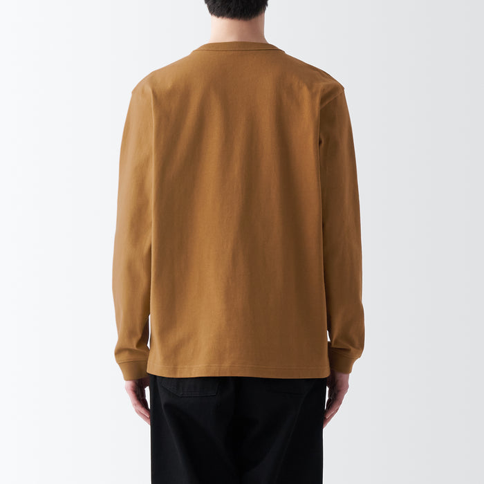 Camiseta Muji Heavy Weight Jersey Long Sleeve Hombre Marrones | TM2J0A75Q