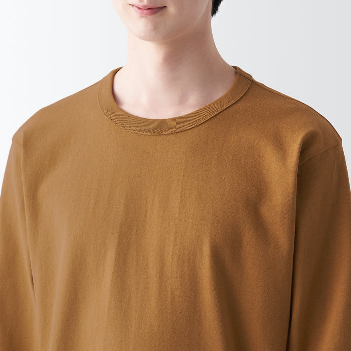 Camiseta Muji Heavy Weight Jersey Long Sleeve Hombre Marrones | TM2J0A75Q