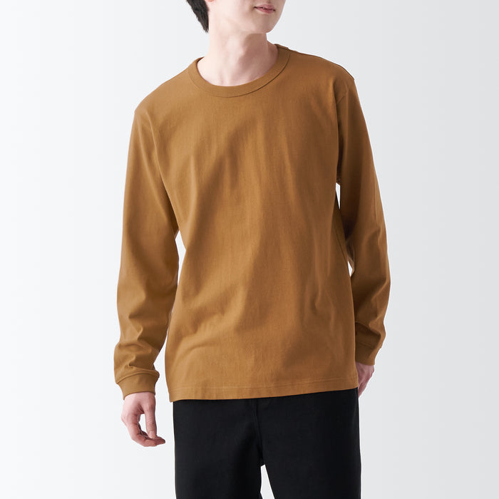 Camiseta Muji Heavy Weight Jersey Long Sleeve Hombre Marrones | TM2J0A75Q