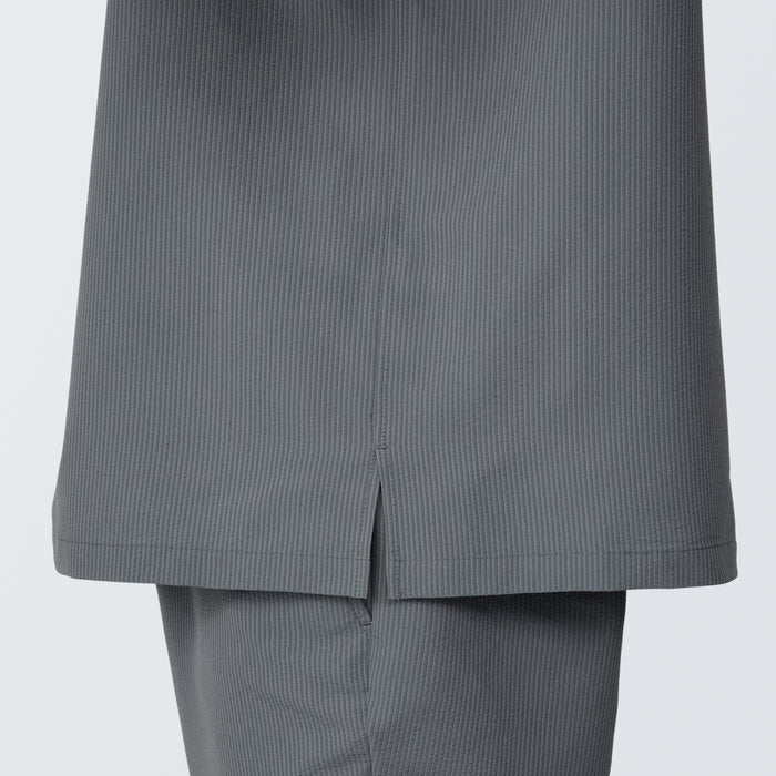 Camiseta Muji Seersucker Henley Neck Woven Short Sleeve Hombre Gris | EW7K3W58L