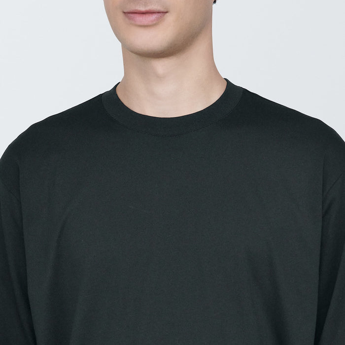 Camiseta Muji Washed Jersey Crew Neck Long Sleeve Hombre Negras | XQ1B1F29N