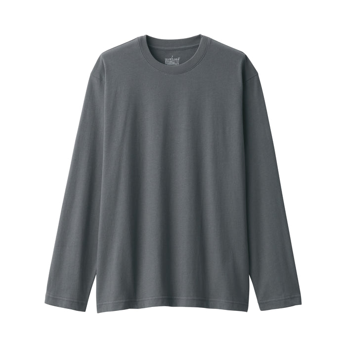 Camiseta Muji Washed Jersey Crew Neck Long Sleeve Hombre Azul Marino | VR3K9O82E