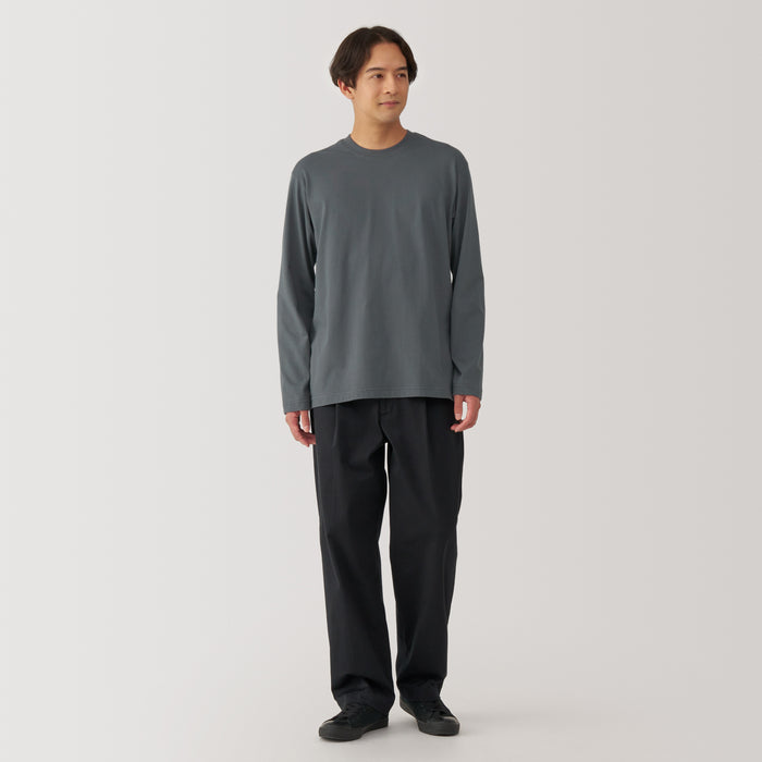 Camiseta Muji Washed Jersey Crew Neck Long Sleeve Hombre Azul Marino | VR3K9O82E