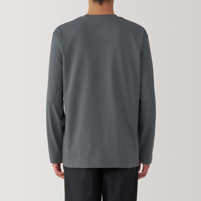 Camiseta Muji Washed Jersey Crew Neck Long Sleeve Hombre Azul Marino | VR3K9O82E