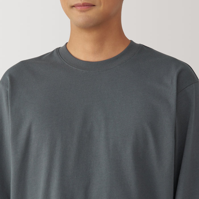 Camiseta Muji Washed Jersey Crew Neck Long Sleeve Hombre Azul Marino | VR3K9O82E