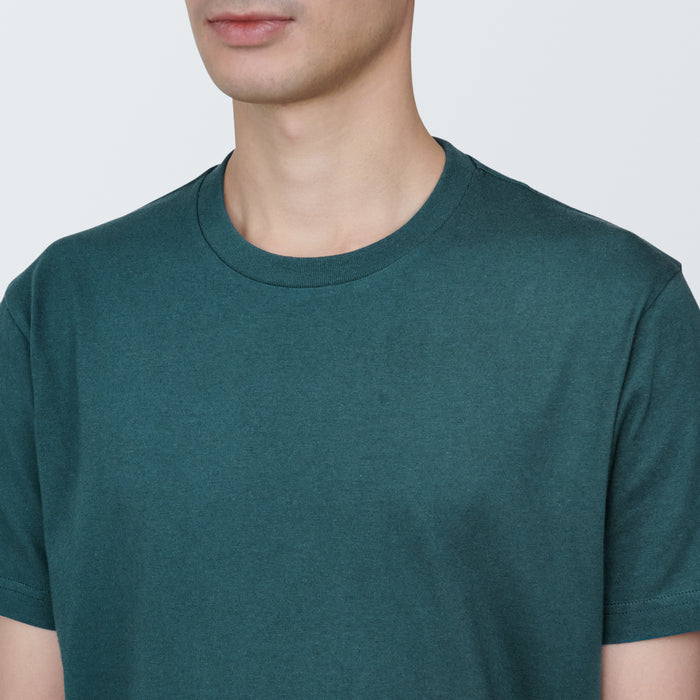 Camiseta Muji Washed Jersey Crew Neck Short Sleeve Hombre Verde | SC1W4V95R