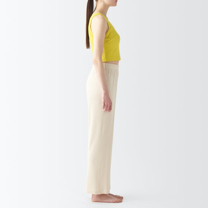 Camiseta sin Manga Muji Cotton Stretch Ribbed Short with Bra Mujer Amarillo | DI1F0P70Z