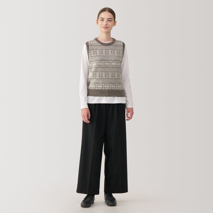 Chaleco Muji Andes Wool Jacquard Pattern Mujer Gris | OP6N5D19K