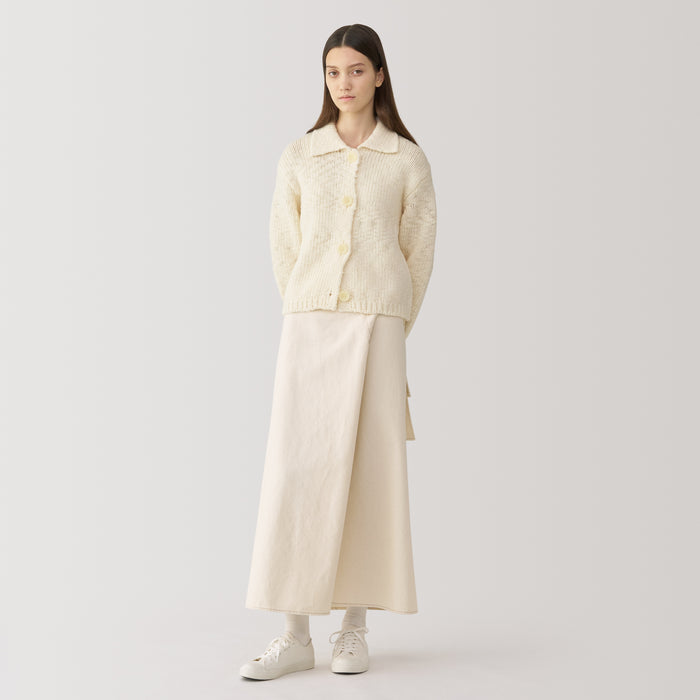 Cárdigan Muji Labo Low-Gauge Wool Collared Mujer Negras | HC7P1R58T