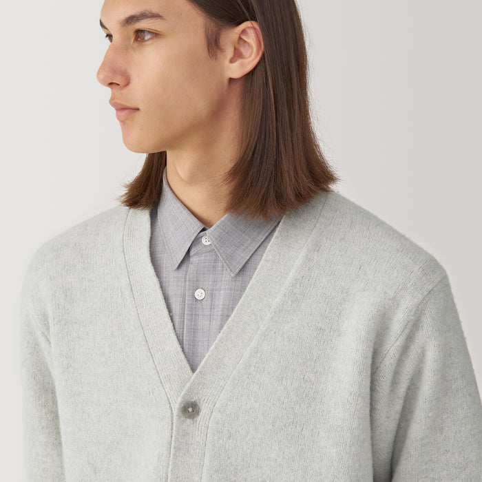 Cárdigan Muji Labo Milled Wool V Neck Hombre Gris | FC4A2E58J