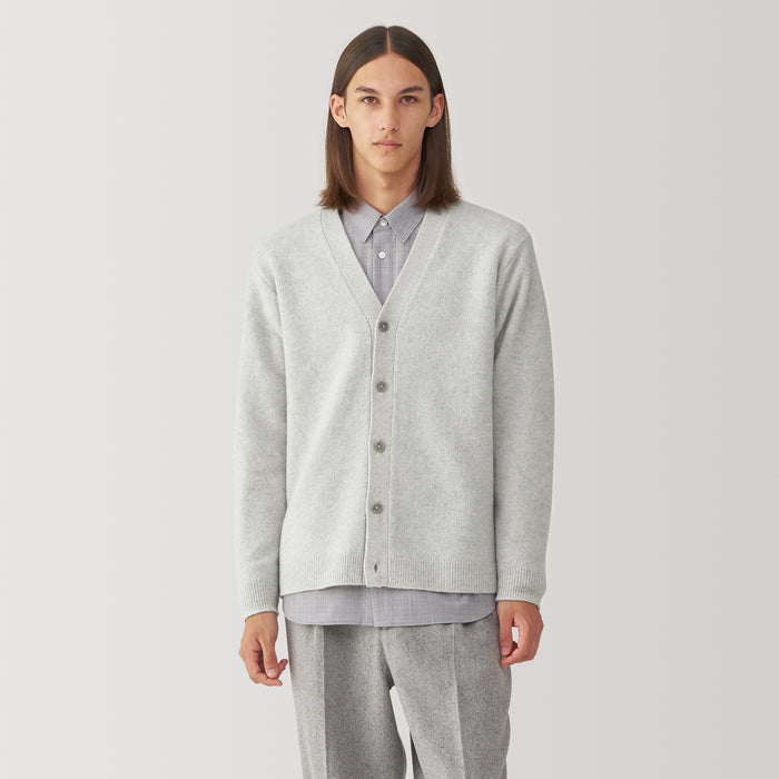 Cárdigan Muji Labo Milled Wool V Neck Hombre Gris | FC4A2E58J