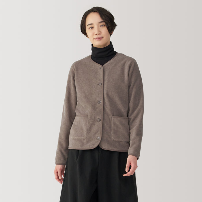 Cárdigan Muji Recyclable Fleece Mujer Gris | PV3M0B80Q