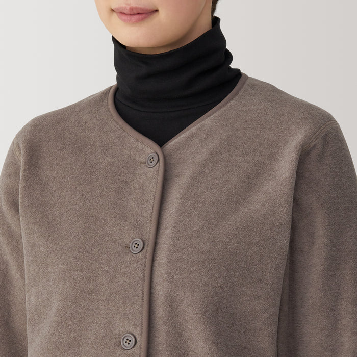 Cárdigan Muji Recyclable Fleece Mujer Gris | PV3M0B80Q