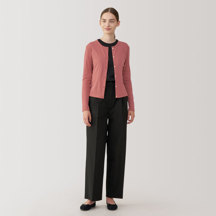 Cárdigan Muji Soy Fiber Blend Ribbed Crew Neck Mujer Marrones | FB3O2K42X