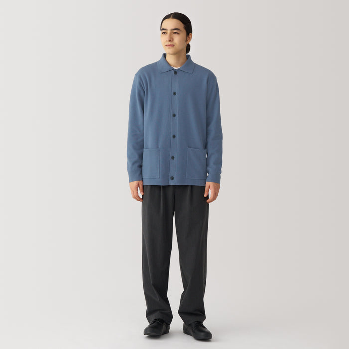 Cárdigan Muji Washable Milano Ribbed Shirt Hombre Azules | VZ5B3Z07Y