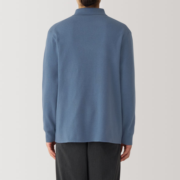 Cárdigan Muji Washable Milano Ribbed Shirt Hombre Azules | VZ5B3Z07Y