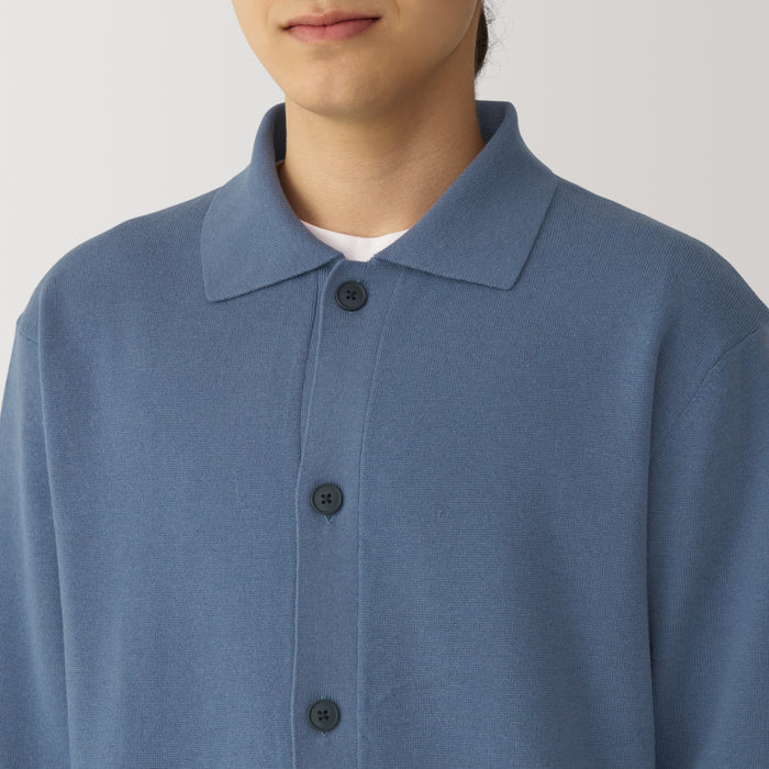 Cárdigan Muji Washable Milano Ribbed Shirt Hombre Azules | VZ5B3Z07Y