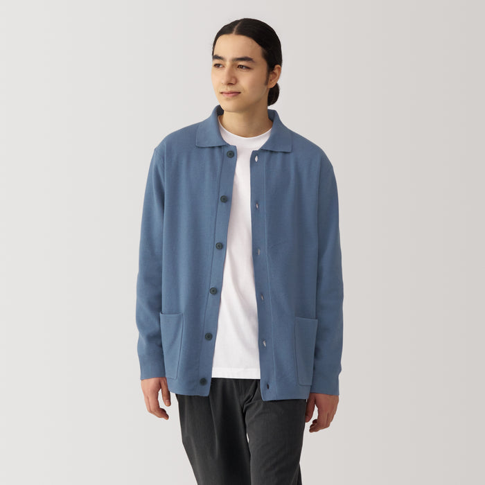 Cárdigan Muji Washable Milano Ribbed Shirt Hombre Azules | VZ5B3Z07Y
