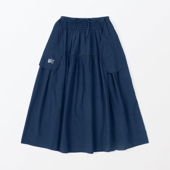 Falda Muji Cotton Voile Indigo Gather Mujer Azules | XP0J5R31E