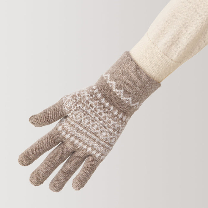 Guantes Muji Wool Blend Patterned Touchscreen Hombre Beige | DR9X6L85B