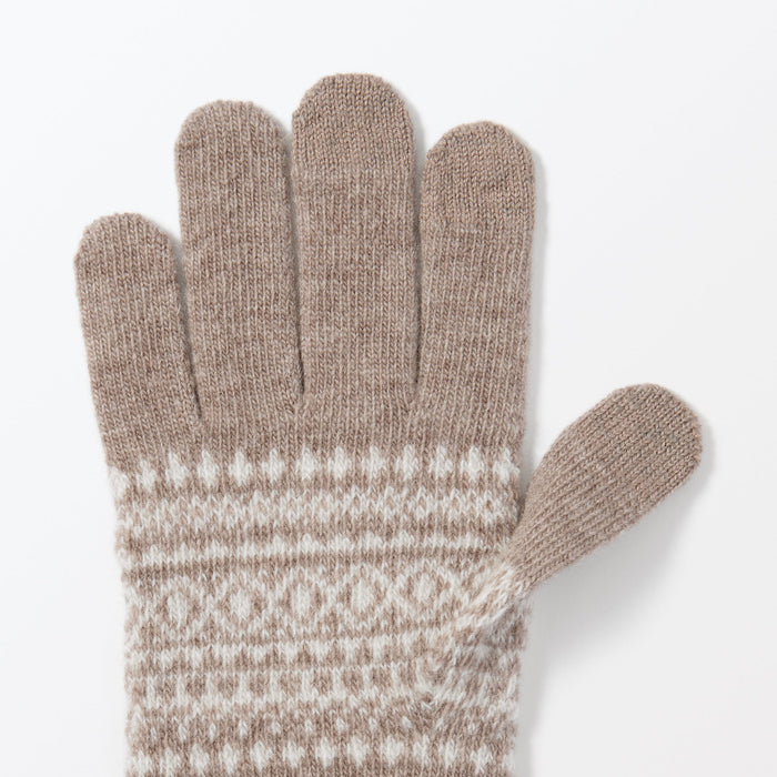 Guantes Muji Wool Blend Patterned Touchscreen Hombre Beige | DR9X6L85B