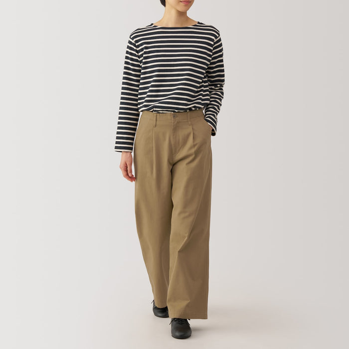 Pantalon Muji WoSlub Yarn Chino Darted Wide Hombre Marrones | FR2P0E49Y