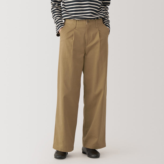 Pantalon Muji WoSlub Yarn Chino Darted Wide Hombre Marrones | FR2P0E49Y